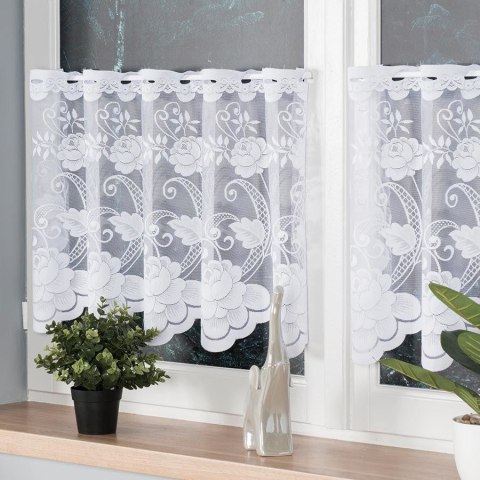 Zazdrostka żakardowa ze wzorem po całości, wysokość 70cm, kolor 001 biały 023006/000/001/000070/1