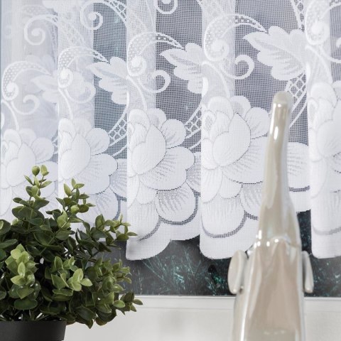 Zazdrostka żakardowa ze wzorem po całości, wysokość 70cm, kolor 001 biały 023006/000/001/000070/1
