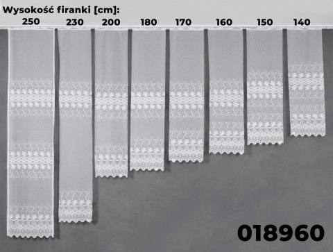 Firanka żakardowa numer 018960 o wysokości 160 cm w kolorze białym.