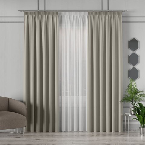 GRETA Tkanina dekoracyjna typu blackout, wysokość 320cm, kolor 010 szaro-beżowy 004204/TDP/010/000320/1