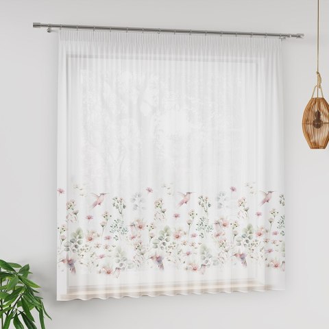 POLINA Firanka z ołowianką WOAL, wysokość 157cm, kolor 001 różowy D00128/WOA/001/000157/1