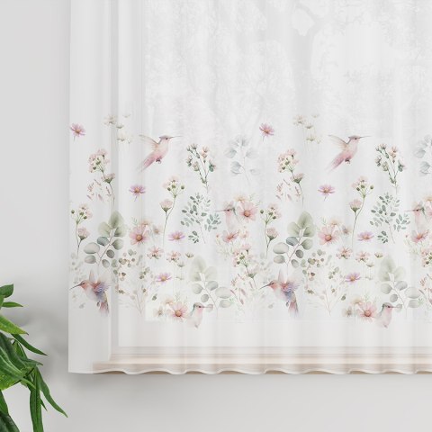 POLINA Firanka z ołowianką WOAL, wysokość 157cm, kolor 001 różowy D00128/WOA/001/000157/1