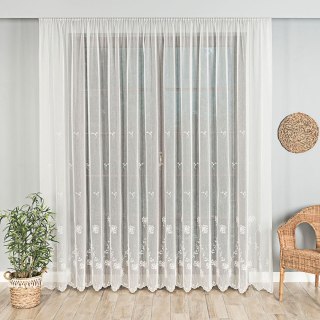Firanka haftowana na metry 053801 wysokość 280 cm kolor kremowy