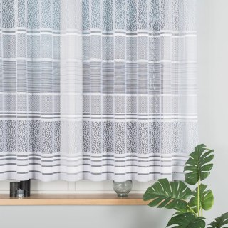 Firanka żakardowa ze wzorem pasowym, wysokość 150cm, kolor 049 szary 017834/000/049/000150/1