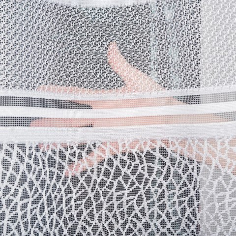 Firanka żakardowa ze wzorem pasowym, wysokość 150cm, kolor 049 szary 017834/000/049/000150/1