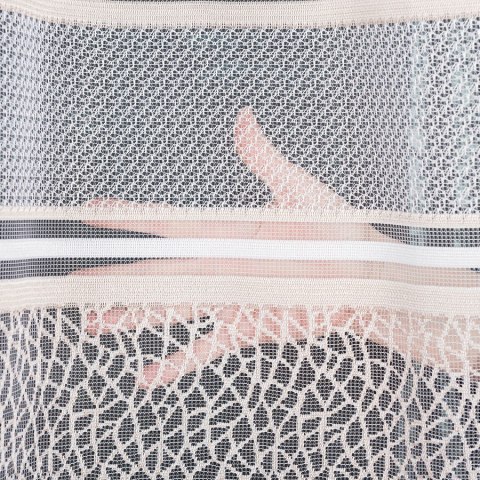 Firanka żakardowa ze wzorem pasowym, wysokość 250cm, kolor 027 stare złoto 017834/000/027/000250/1