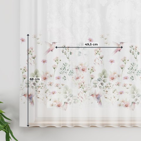 POLINA Firanka z ołowianką WOAL, wysokość 157cm, kolor 001 różowy D00128/WOA/001/000157/1