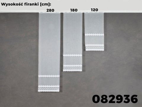 Firanka haftowana ze wzorem pasowym, wysokość 280cm, kolor 001 biały z błyskiem 082936/768/001/000280/1