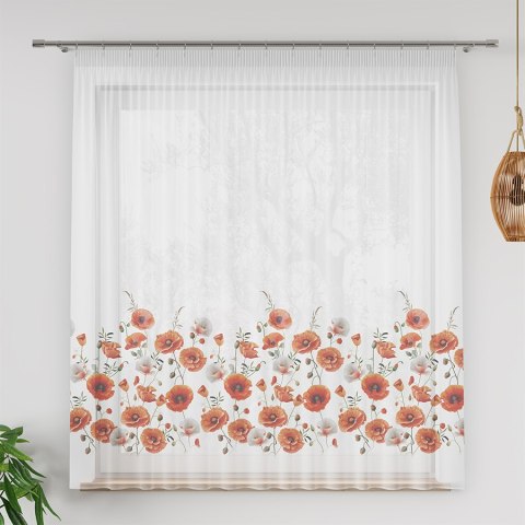 MAKI Firanka z ołowianką WOAL, wysokość 157cm, kolor 001 czerwony D00043/WOA/001/000157/1