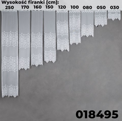 Firanka żakardowa ze wzorem pasowym, wysokość 250cm, kolor 001 biały 018495/000/001/000250/1