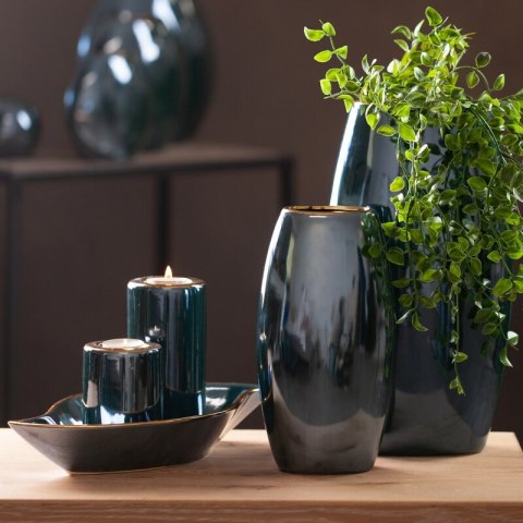 ŚWIECZNIK DEKORACYJNY AMORA2 (2) (FI) 12X10 CM ZIELONY