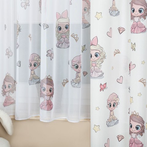 PRINCESS Firanka z ołowianką WOAL, wysokość 157cm, kolor 001 różowy D00086/WOP/001/000157/1