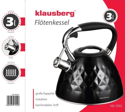 Czajnik z gwizdkiem Klausberg 2,7 l kolor czarny KB-7455