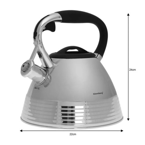 Czajnik z gwizdkiem Klausberg 3 l kolor srebrny KB-7397