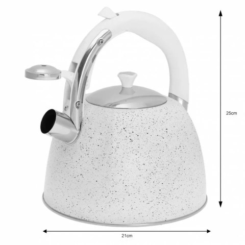 Czajnik z gwizdkiem Klausberg 3 l kolor biały marmur KB-7261