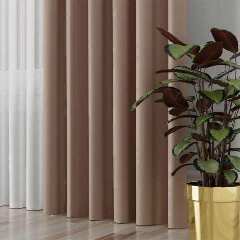 GRETA Tkanina dekoracyjna typu blackout, wysokość 320cm, kolor 007 jasny brązowy 004204/TDP/007/000320/1