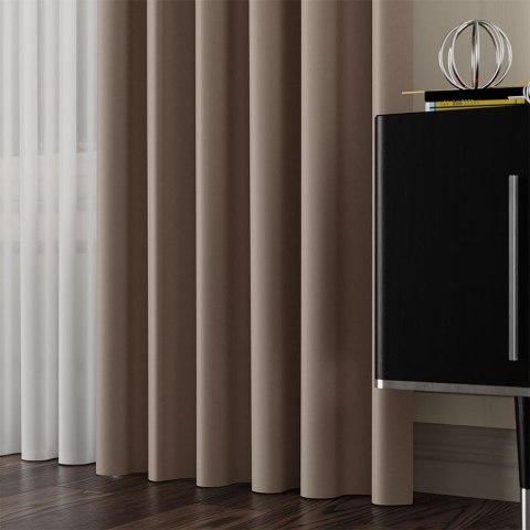 GRETA Tkanina dekoracyjna typu blackout, wysokość 320cm, kolor 008 brązowy 004204/TDP/008/000320/1