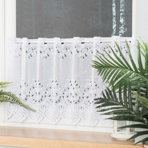 Zazdrostka żakardowa na metry 018534 wysokość 40 cm kolor biały