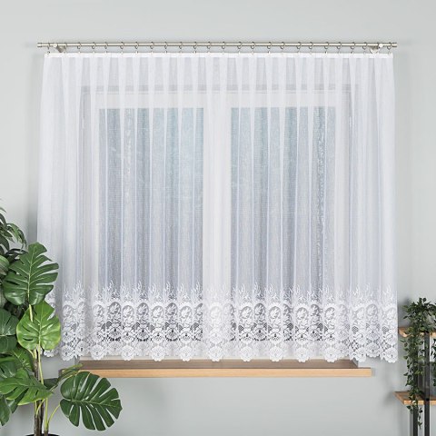 Firanka żakardowa na metry ze wzorem na samym dole wysokość 160cm kolor biały, wzór 018864