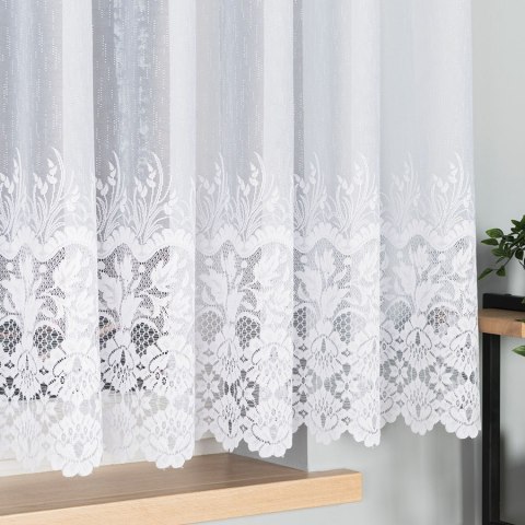 Firanka żakardowa na metry ze wzorem na samym dole wysokość 160cm kolor biały, wzór 018864
