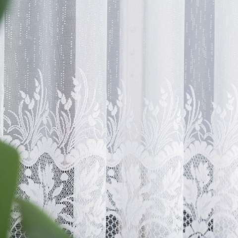 Firanka żakardowa na metry ze wzorem na samym dole wysokość 160cm kolor biały, wzór 018864