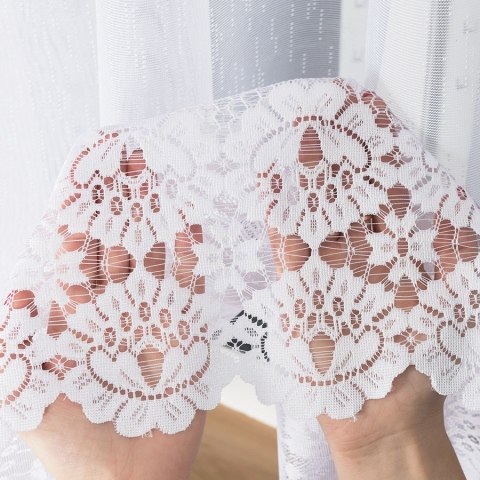 Firanka żakardowa na metry ze wzorem na samym dole wysokość 160cm kolor biały, wzór 018864