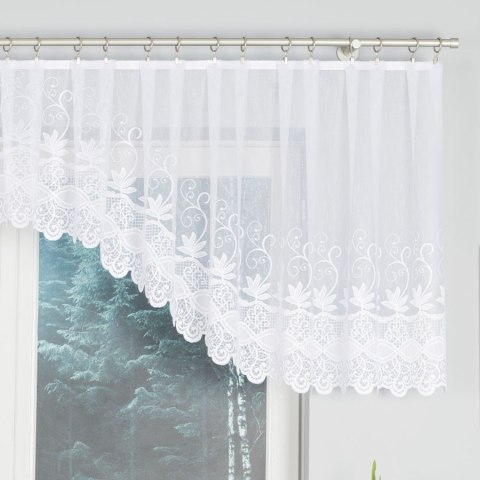 Dodaj szyku do swojego wnętrza z firanką gotową żakardową JOWITA 80x400 cm w kolorze białym