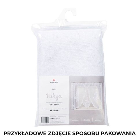 FUKSJA Firanka żakardowa gotowa, szerokość 400 x wysokość 160cm, kolor 001 biały 007735/FBL/001/400160/1