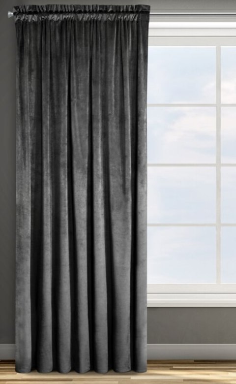 ZASŁONA GOTOWA D91 ROSA NA TAŚMIE CZARNY