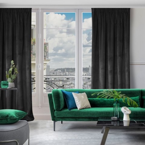 ZASŁONA GOTOWA D91 ROSA NA TAŚMIE CZARNY