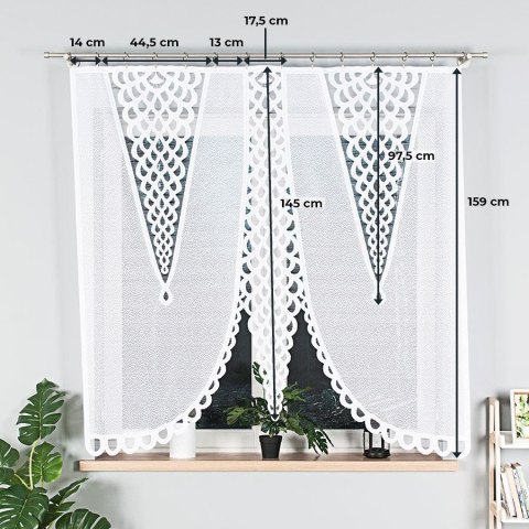 ERYKA Firanka żakardowa odpasowana, szerokość 160 x wysokość 160cm, kolor 001 biały 019371/FOL/001/000161/1