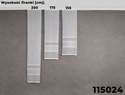 Firanka żakardowa ze wzorem pasowym, wysokość 155cm, kolor 020 biały ze srebrnym 115024/000/020/000155/1