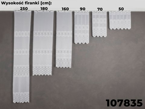 Firanka żakardowa ze wzorem pasowym, wysokość 160cm, kolor 001 biały 107835/000/001/000160/1