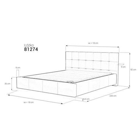 Łóżko tapicerowane 81274 90x200 cm