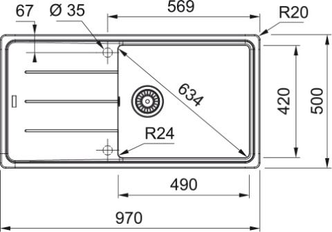 Zlewozmywak FRANKE Basis BFG 611-97 kolor Łupkowy szary