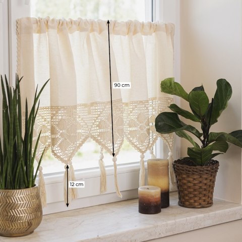 RACHELA Zazdrostka gotowa z ażurem, szerokość 100 x wysokość 90cm, kolor 012 kremowy 912432/ZAZ/012/100090/1