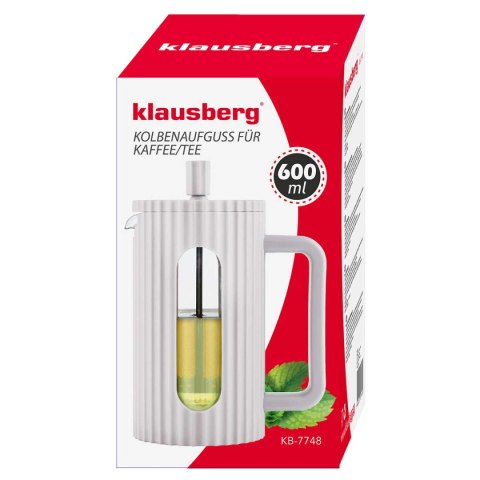 ZAPARZACZ TŁOKOWY DO KAWY/HERBATY 600ml KLAUSBERG KB-7748 BIAŁY