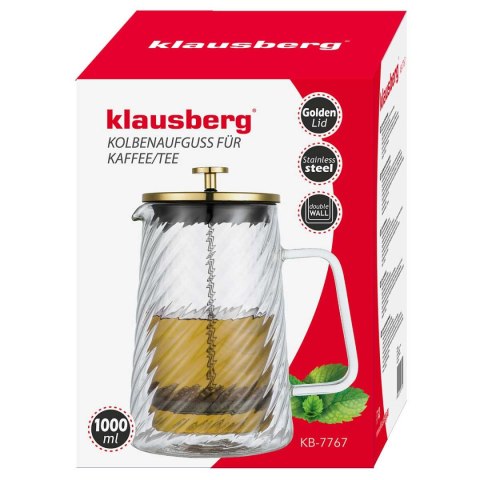 ZAPARZACZ TŁOKOWY DO KAWY/HERBATY TERMICZNY 1000ml KLAUSBERG KB-7767