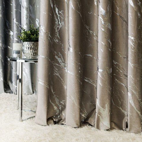 MARMA Tkanina dekoracyjna, wysokość 300cm, kolor 017 szaro-beżowy ze srebrnym nadrukiem na VELVI TD0037/TDP/017/000300/1