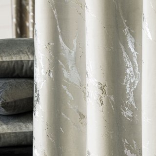 MARMA Tkanina dekoracyjna, wysokość 300cm, kolor 021 pastelowy szary ze srebrnym nadrukiem na VELVI TD0037/TDP/021/000300/1