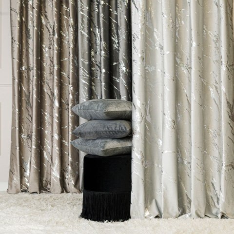 MARMA Tkanina dekoracyjna, wysokość 300cm, kolor 021 pastelowy szary ze srebrnym nadrukiem na VELVI TD0037/TDP/021/000300/1