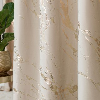 MARMA Tkanina dekoracyjna, wysokość 300cm, kolor 226 jasny kremowy ze złotym nadrukiem na VELVI TD0033/TDP/226/000300/1