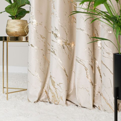 MARMA Tkanina dekoracyjna, wysokość 300cm, kolor 226 jasny kremowy ze złotym nadrukiem na VELVI TD0033/TDP/226/000300/1