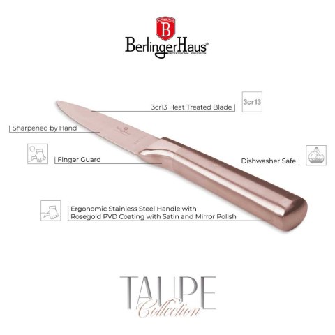 STALOWY NÓŻ DO OBIERANIA BERLINGER HAUS 9,5cm BH-2939 ROSE GOLD