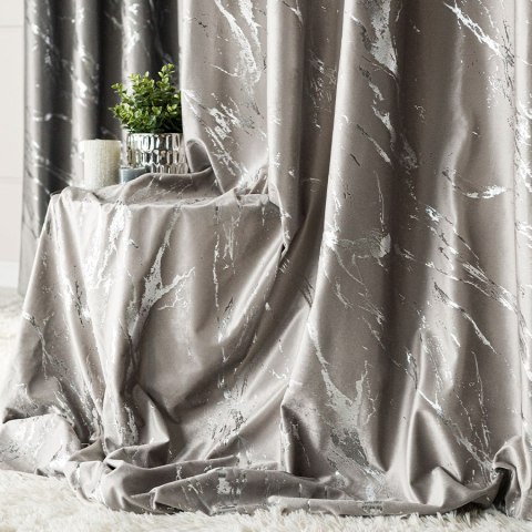 MARMA Tkanina dekoracyjna, wysokość 300cm, kolor 017 szaro-beżowy ze srebrnym nadrukiem na VELVI TD0037/TDP/017/000300/1