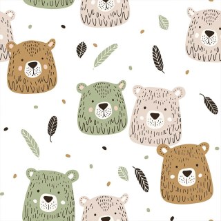 MIŁE MISIE Tkanina dekoracyjna typu MILAS, szerokość 165cm, kolor 001 beżowo zielony D00130/MIL/001/165000/1