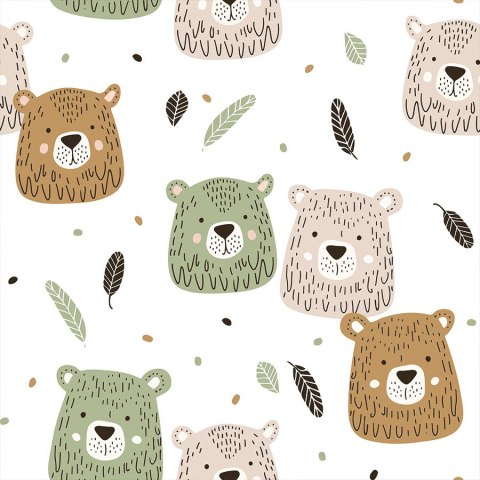 MIŁE MISIE Tkanina dekoracyjna typu MILAS, szerokość 165cm, kolor 001 beżowo zielony D00130/MIL/001/165000/1