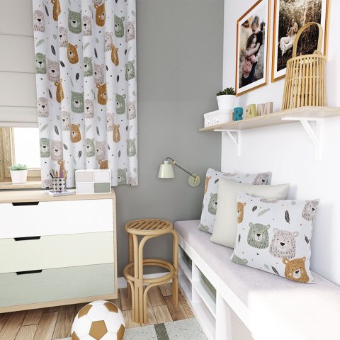 MIŁE MISIE Tkanina dekoracyjna typu MILAS, szerokość 165cm, kolor 001 beżowo zielony D00130/MIL/001/165000/1