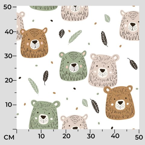 MIŁE MISIE Tkanina dekoracyjna typu MILAS, szerokość 165cm, kolor 001 beżowo zielony D00130/MIL/001/165000/1