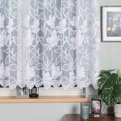 Firanka żakardowa ze wzorem po całości wysokość 140cm, kolor 001 biały 023338/000/001/000140/1